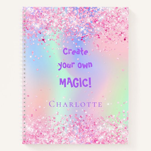 Sketchbook pink holographic inspirational quote notitieboek (Voorkant)