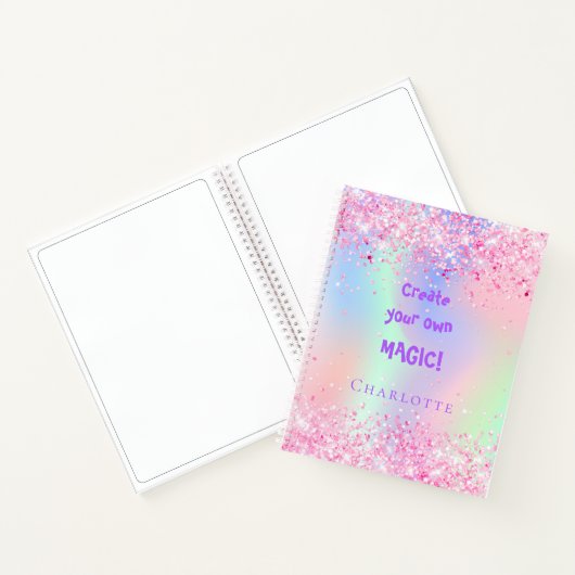 Sketchbook pink holographic inspirational quote notitieboek (Binnen)