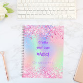 Sketchbook pink holographic inspirational quote notitieboek
