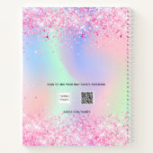 Sketchbook pinkpaarse bloemen naam notitieboek (Achterkant)