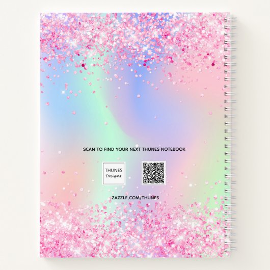 Sketchbook pinkpaarse bloemen naam notitieboek (Achterkant)