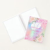 Sketchbook pinkpaarse bloemen naam notitieboek (Binnen)