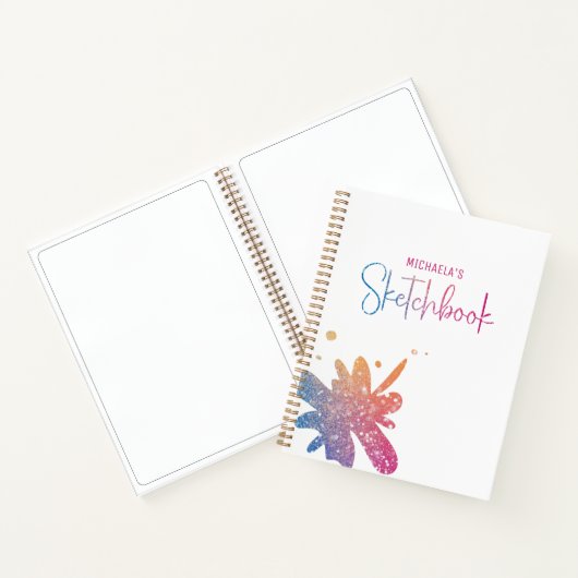 Sketchbook Rainbow Glitter Splatter Notitieboek (Binnen)