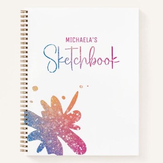 Sketchbook Rainbow Glitter Splatter Notitieboek (Voorkant)