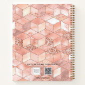 Sketchbook roos goudcube marmer naam glitter notitieboek (Achterkant)