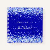 Sketchbook royal blue glitter name script notitieboek (Voorkant)