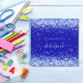 Sketchbook royal blue glitter name script notitieboek