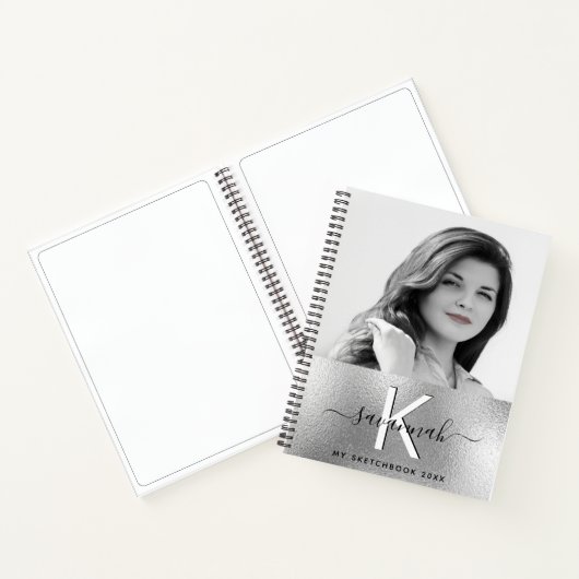 Sketchbook Silver Aangepast fotoscript monogram Notitieboek (Binnen)