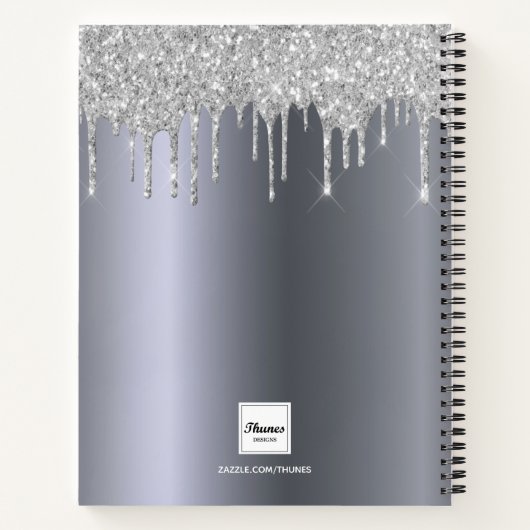 Sketchbook Silver glitter monogram elegant modern Notitieboek (Achterkant)