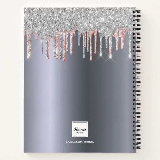 Sketchbook Silver roos Glitter monogram Notitieboek (Achterkant)