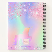Sketchbook unicorn glitter roze irdescent name notitieboek (Achterkant)