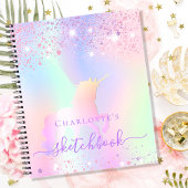 Sketchbook unicorn glitter roze irdescent name notitieboek