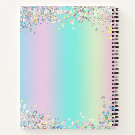 Sketchbook Unicorn Holographic Glitter Notitieboek (Achterkant)