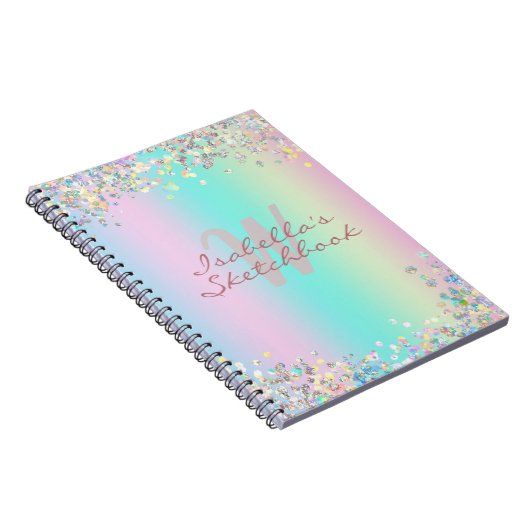 Sketchbook Unicorn Holographic Glitter Notitieboek (Rechterzijde)