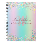Sketchbook Unicorn Holographic Glitter Notitieboek (Voorkant)