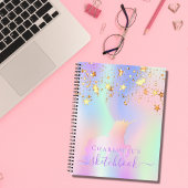 Sketchbook unicorn roze gouden sterren ridescent n notitieboek