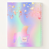 Sketchbook unicorn roze paarse irdescent name notitieboek (Achterkant)