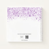 Sketchbook violet white glitter name script notitieboek (Achterkant)