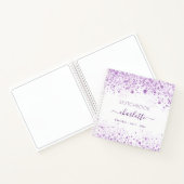 Sketchbook violet white glitter name script notitieboek (Binnen)