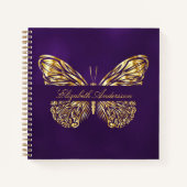 Sketchbook vlinder paarse gouden elegante naam notitieboek (Voorkant)