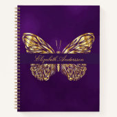 Sketchbook vlinder paarse gouden elegante naam notitieboek (Voorkant)