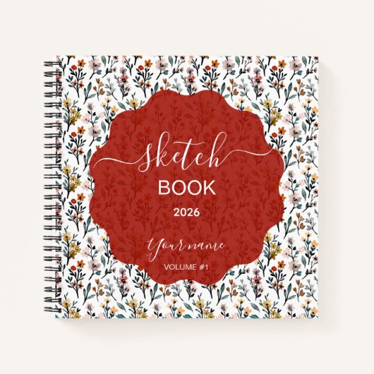Sketchbook with Luxurious Floral Designs and Custo Notitieboek (Voorkant)