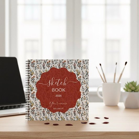 Sketchbook with Luxurious Floral Designs and Custo Notitieboek