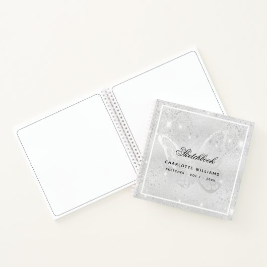 Sketchbook zilveren vlinder notitieboek (Binnen)