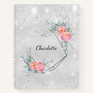 Sketchbook zilverroze floralen notitieboek