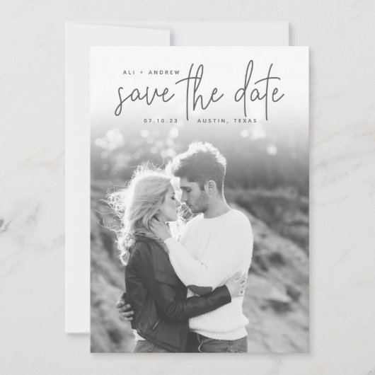 Sketched Announcement | De foto bewaart de Datum Save The Date (Voorkant)