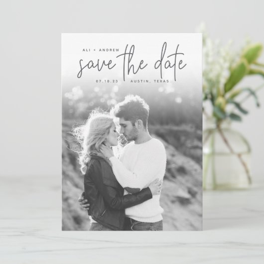 Sketched Announcement | De foto bewaart de Datum Save The Date (Staand voorkant)