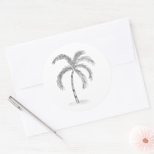 Sketched Black and White Classic Round Sticker (Envelop)