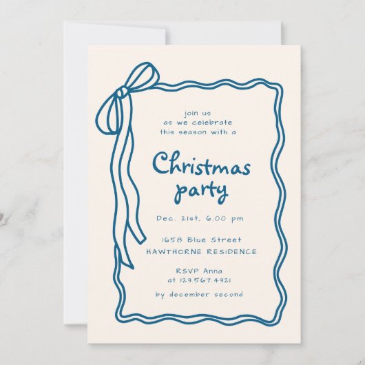 Sketched Bow Lijst kerstfeest Kaart (Voorkant)