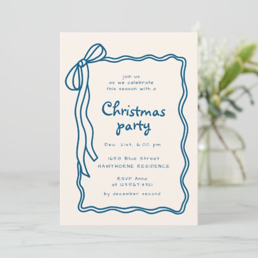 Sketched Bow Lijst kerstfeest Kaart (Staand voorkant)