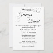 Sketched Butterflies Elegant bruiloft uitnodiging (Voorkant)