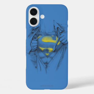 Sketched Chest Superman Logo iPhone 16 Plus Hoesje
