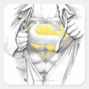 Sketched Chest Superman Logo Vierkante Sticker