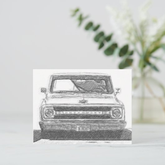 Sketched Chevy Truck Briefkaart (Staand voorkant)