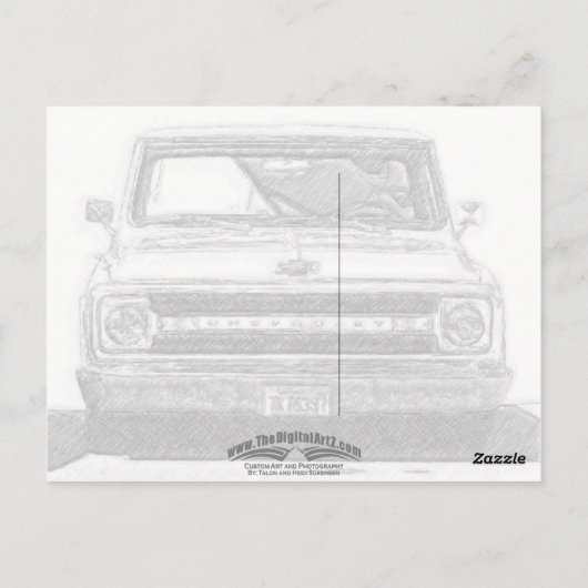 Sketched Chevy Truck Briefkaart (Achterkant)