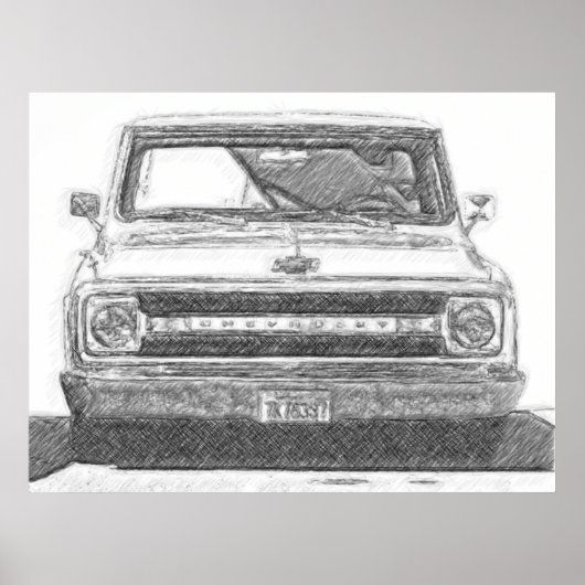 Sketched Chevy Truck Poster (Voorkant)