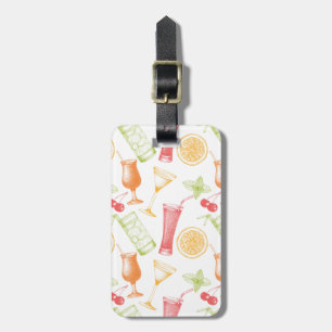 Sketched Cocktail Pattern Bagagelabel