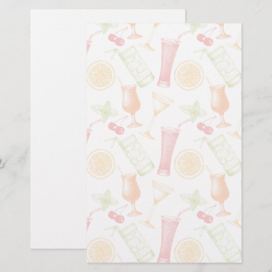 Sketched Cocktail Pattern Briefpapier (Voorkant / Achterkant)