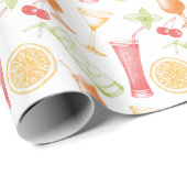 Sketched Cocktail Pattern Cadeaupapier (Rol Hoek)