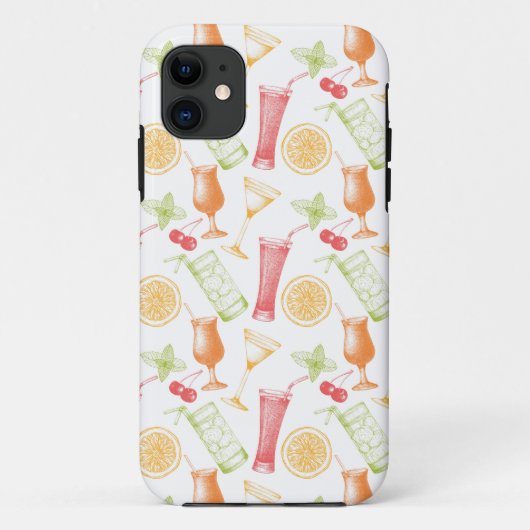 Sketched Cocktail Pattern Case-Mate iPhone Case (Achterkant)