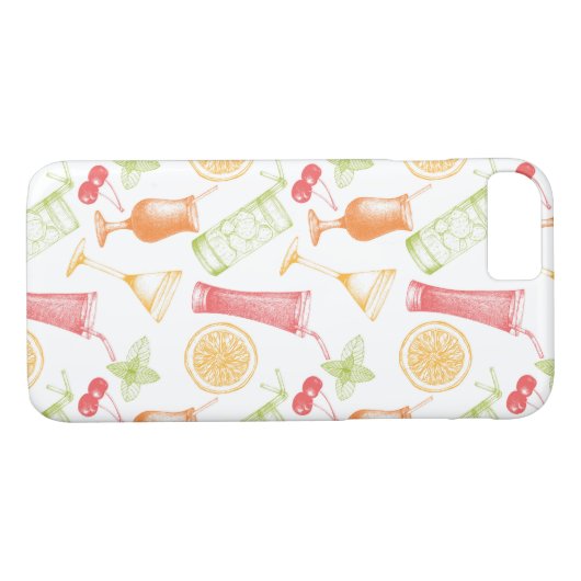 Sketched Cocktail Pattern Case-Mate iPhone Case (Achterkant (Horizontaal))