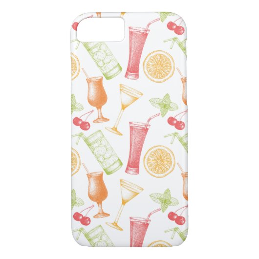 Sketched Cocktail Pattern Case-Mate iPhone Case (Achterkant)