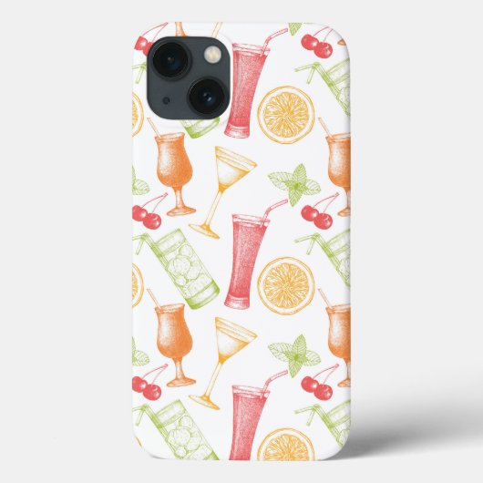 Sketched Cocktail Pattern Case-Mate iPhone Case (Achterkant)