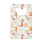 Sketched Cocktail Pattern Creditkaart Flessenopener (Voorkant)