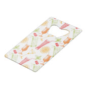 Sketched Cocktail Pattern Creditkaart Flessenopener (Voorkant Gekanteld)