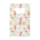 Sketched Cocktail Pattern Creditkaart Flessenopener (Achterkant)